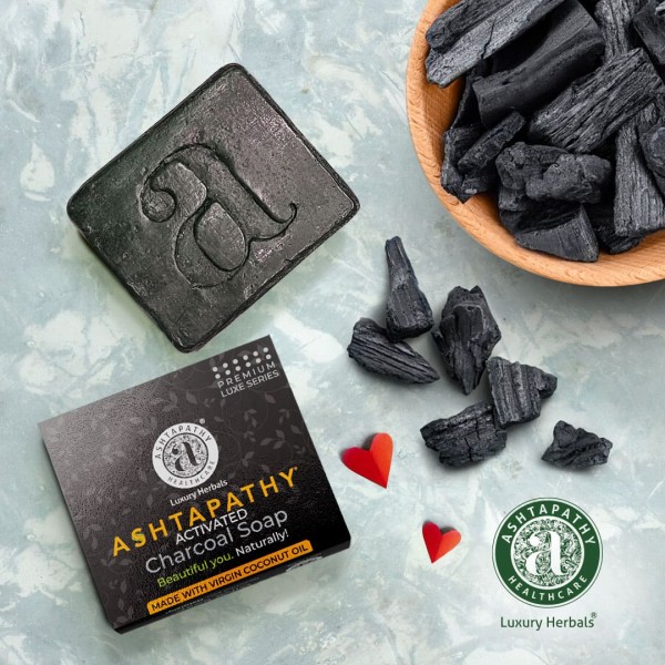 Ashtapathy Premium Luxe Activated Charcoal Soap with Virgin Coconut Oil (125 Grams)